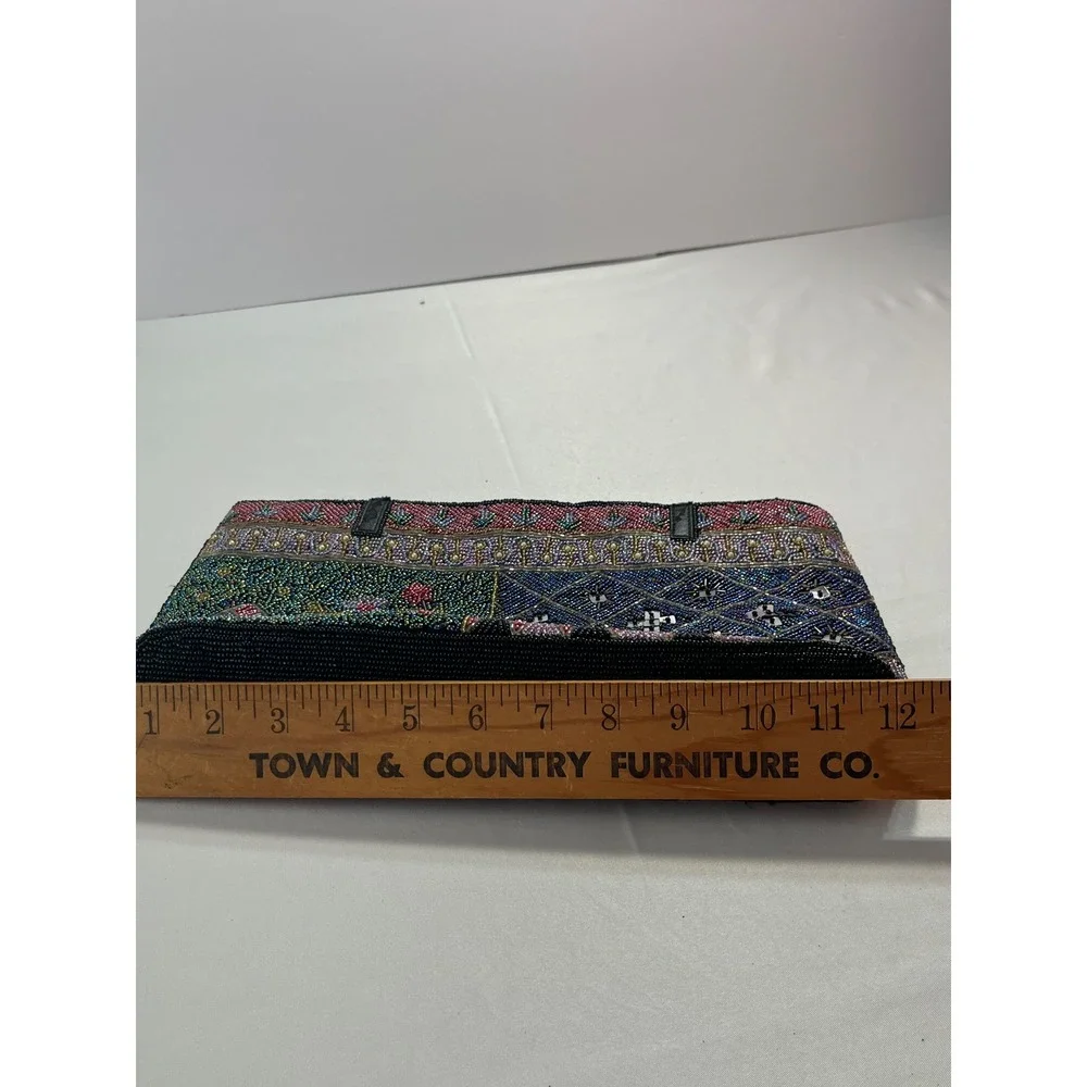 VTG Hand Beaded Patchwork Floral Sequin Evening Clutch Bag Women Multicolor Boho